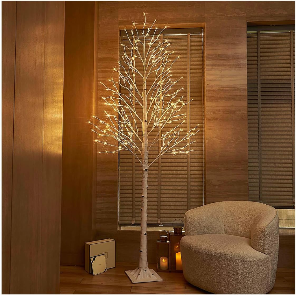 Conjunto de Árvores de Natal LED com Ramos de Bétula Branco - 3 em 1