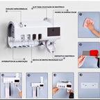 Porta Escova de Dente com Esterilizador UV + Espremedor Automático de Pasta | Solar + USB
