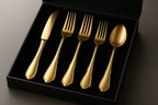 Conjunto Talheres Dourados Premium - 48 Peças Banhado Ouro